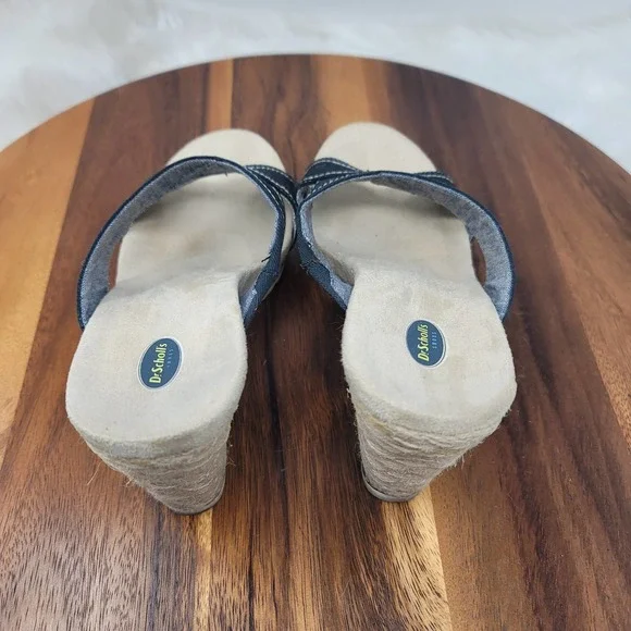 Dr Scholl's Soar Navy Blue Wedge Espadrille Slide Sandals 7M - Picture 6 of 7